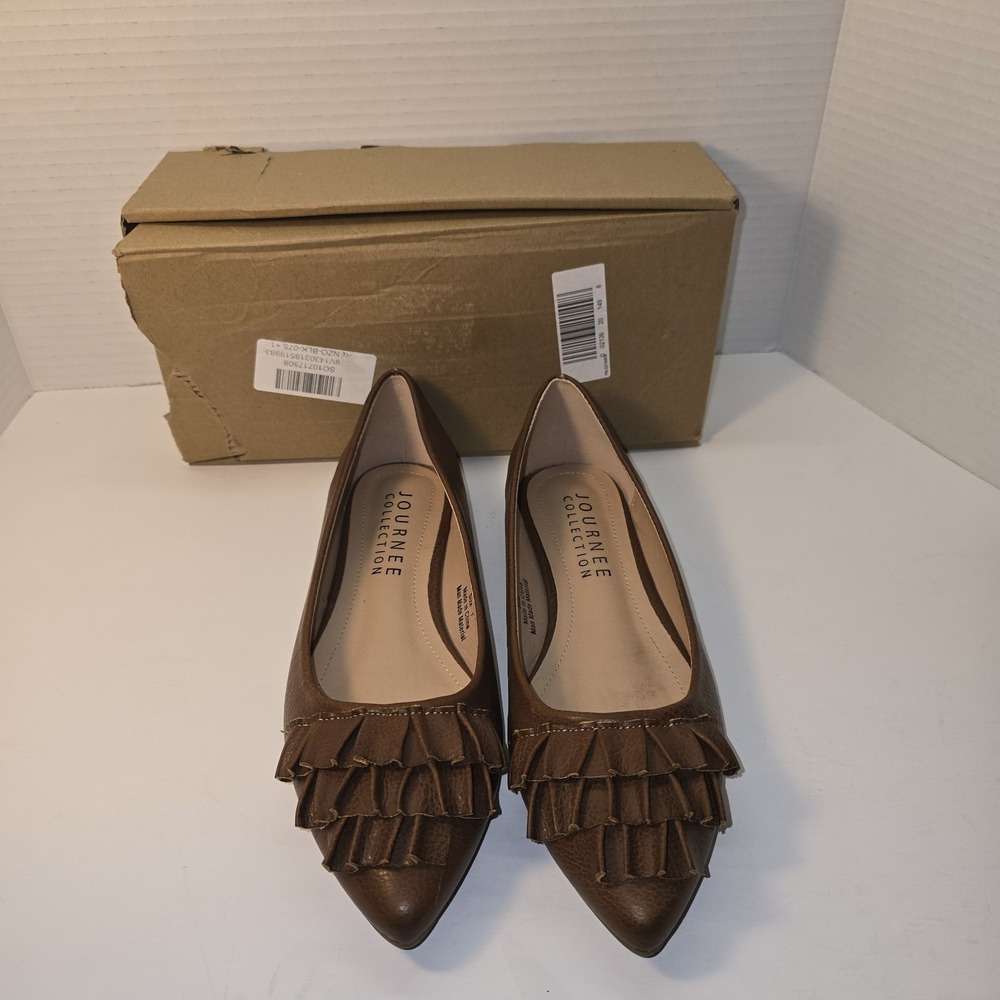 JOURNEE COLLECTION Women's Judy Ruffled Ballet Flats‎ Tan Size 7
